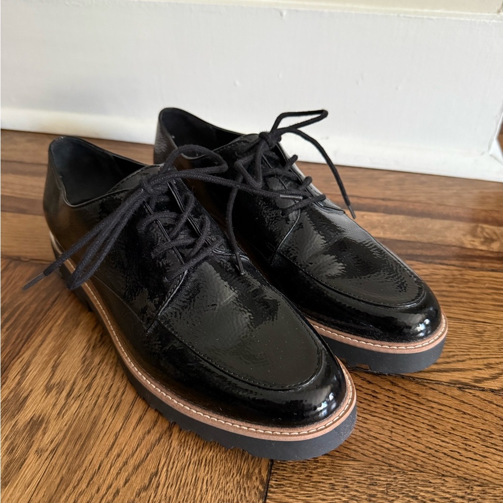 NEW Franco Sarto Black Leather Oxfords - Picture 2 of 6